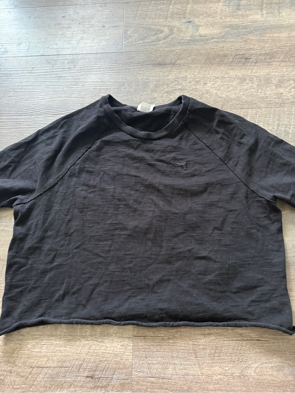 PINK Victoria's Secret Black Cropped  Crewneck, chic and comfortable